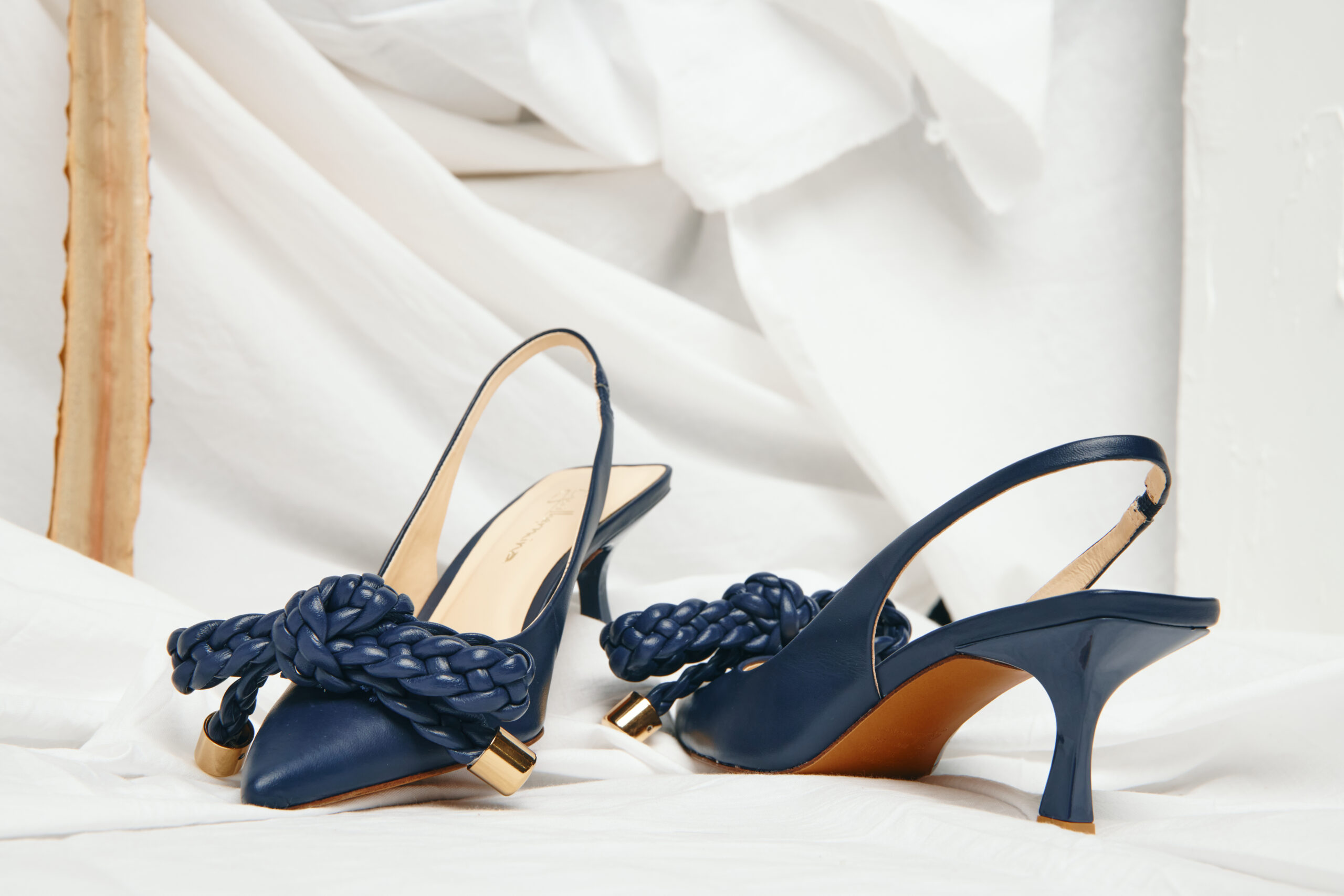 Navy blue slingback kitten heels on sale