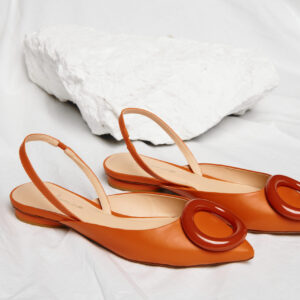 Rust Leather Sling back Flat