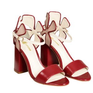 Umzee Leather Flowery Block Heels
