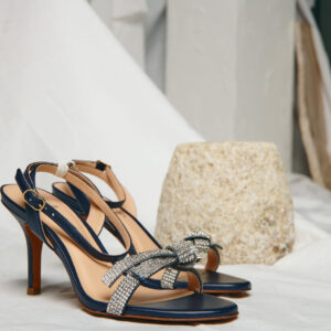 Navy Blue Crystal Sandals Heels