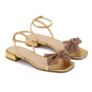Gold leather flats sandals