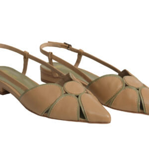 Umzee caramel leather sling back flats