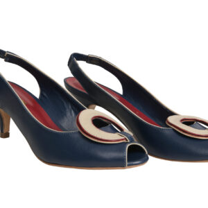 Umzee navy blue peep toes slingback heels