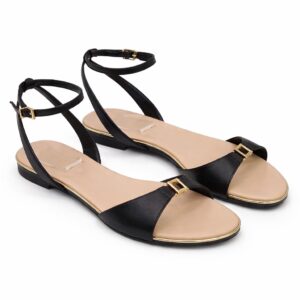 Velour Noir Flat Sandals